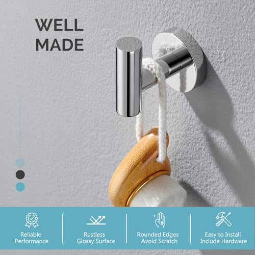 Angle Simple Bathroom Towel Hook Polished Chrome, SUS304 Stainless Steel Bah Towel Holder, Robe Hook for Wall - Image 5