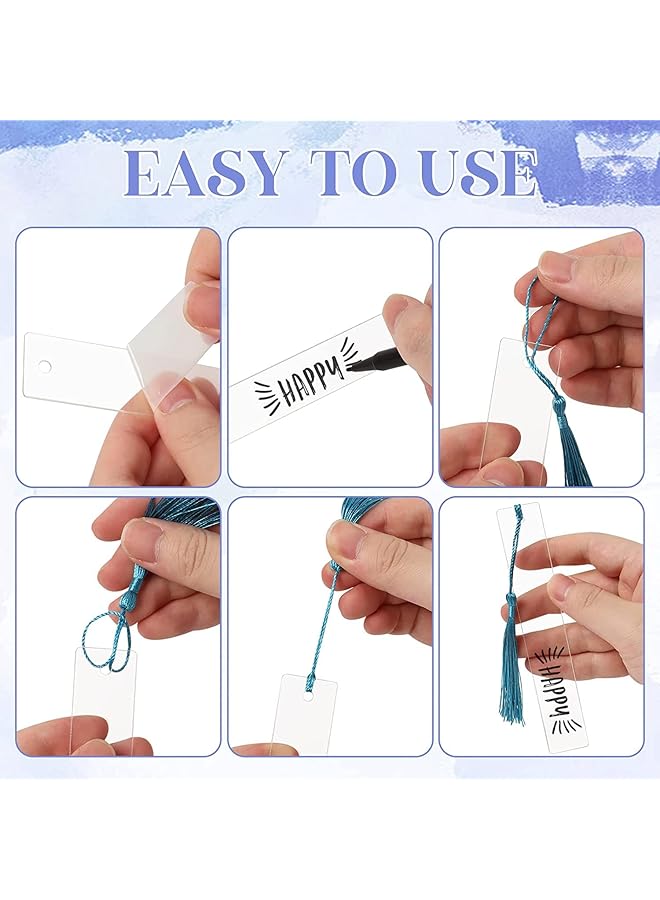 إيروريكس مجموعة علامات مرجعية أكريليك فارغة مكونة من 30 قطعة من مجموعة علامات مرجعية شفافة من البلاستيك لمشروعات DIY وبطاقة هدايا، 3 أشكال من العلامات المرجعية و6 ألوان من الشرابات - Image 5