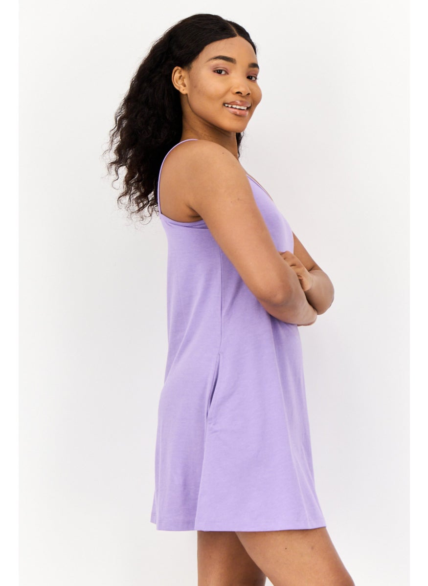 ONLY Women Plain Mini Dress, Purple  - Image 3