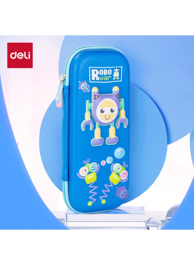 ديلي Deli Elementary School حافظة أقلام، علبة قرطاسية Eva كبيرة السعة، سلسلة كارتون الروبوت، حافظة أقلام مقاومة للسحق والسقوط، خفيفة الوزن ومقاومة للماء، أزرق غامق - Image 5