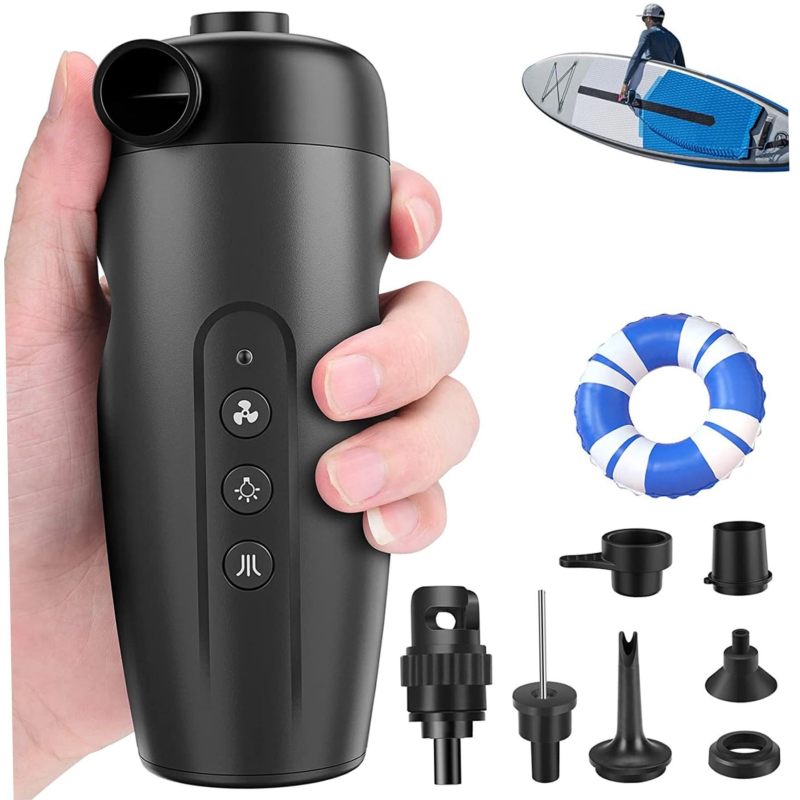 Cordless Electric Paddle Board Pump 6.2 x 6.2 x 15.4 cm ABS - Built-in 3000mAh Battery USB-C Rechargeable Portable Air Pump for Outdoor Water Sports - Image 1