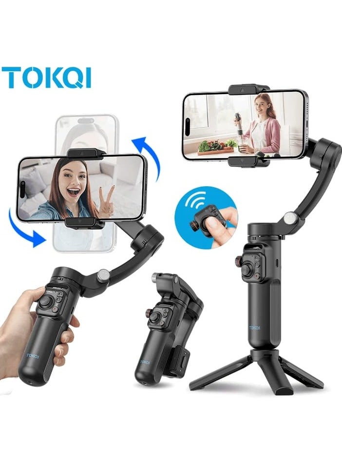 TOKQI - TOKQI M02 3-Axis Handheld Gimbal Phone Selfie Tripod Anti Shake Stabilizer Detachable Remote Custom For IOS Android Smartphone - Image 1