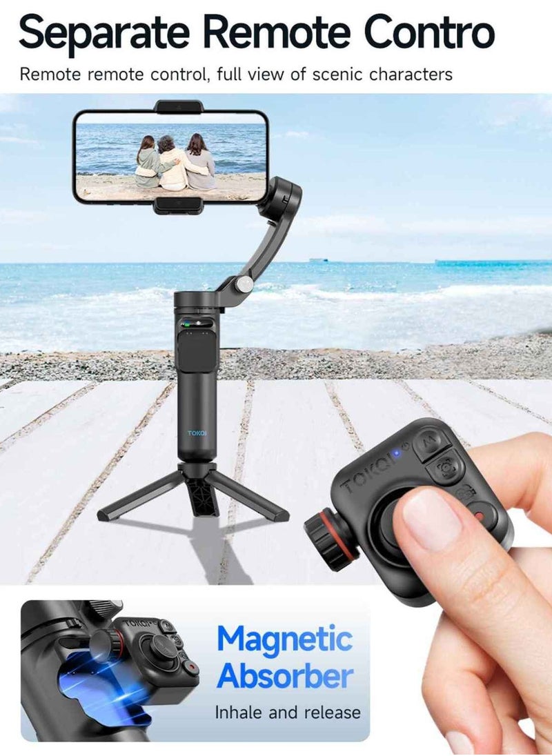TOKQI - TOKQI M02 3-Axis Handheld Gimbal Phone Selfie Tripod Anti Shake Stabilizer Detachable Remote Custom For IOS Android Smartphone - Image 1
