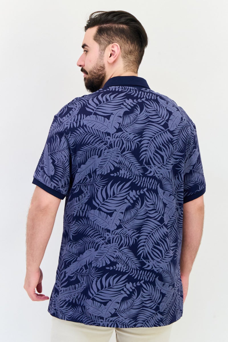 Celio Men Regular Fit Allover Print Short Sleeve Polo Shirt, Multicolor - Image 3