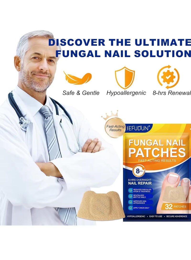 Sefudun 32 قطعة من رقعة فطريات الأظافر، رقعة إصلاح الأظافر الليلية لعلاج تلف فطريات الأظافر، تجدد بنية الأظافر وتحسن لونها، رقعة فطريات الأظافر المتجددة ليلاً لمدة 8 ساعات - Image 5