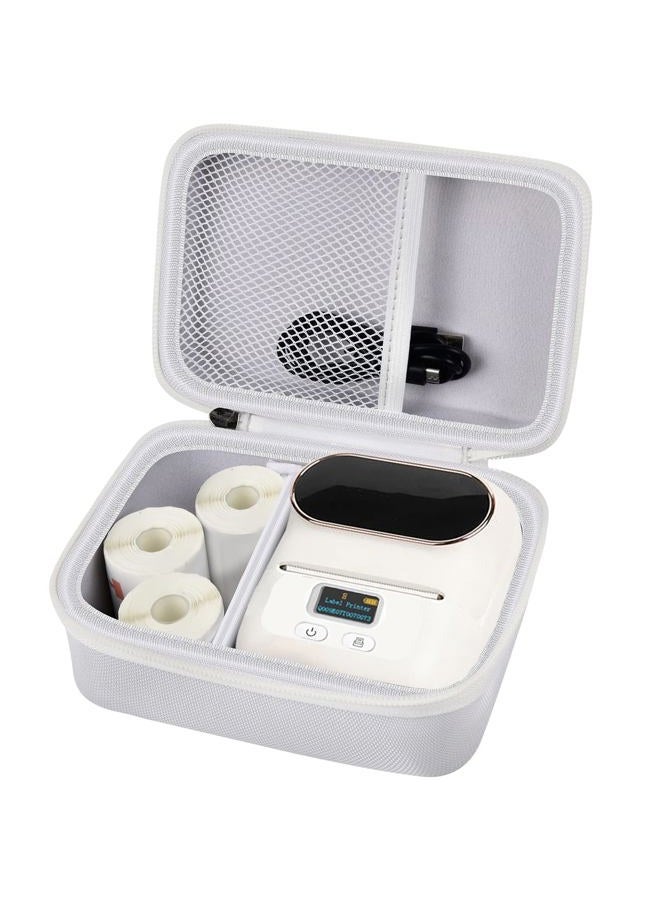 Boobowl Case Compatible with Phomemo M110 Label Maker - Portable Mini Bluetooth Thermal Label Maker Carrying Storage Bag for Printer Labels, USB Cable and Accessories (Box Only) - White - Image 1