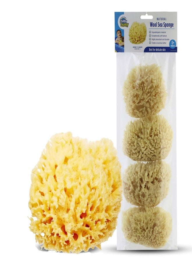 Baby Buddy Natural Wool Sea Sponge, Newborn Bath Time Essential, Ultra Soft for Delicate Skin, Hypoallergenic and Biodegradable, 4 Pack - Image 1