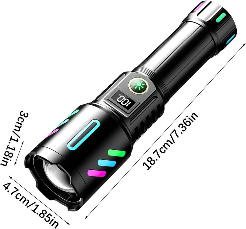 SHOPOBOX Rechargeable Flashlights High Lumens, Tactical Flashlights 80000 Lumen Super Bright Led Flash Light with 5 Modes Zoomable for Outdoor, Handheld Flash Light for Home, Camping,IPX6 Waterproof - Image 2