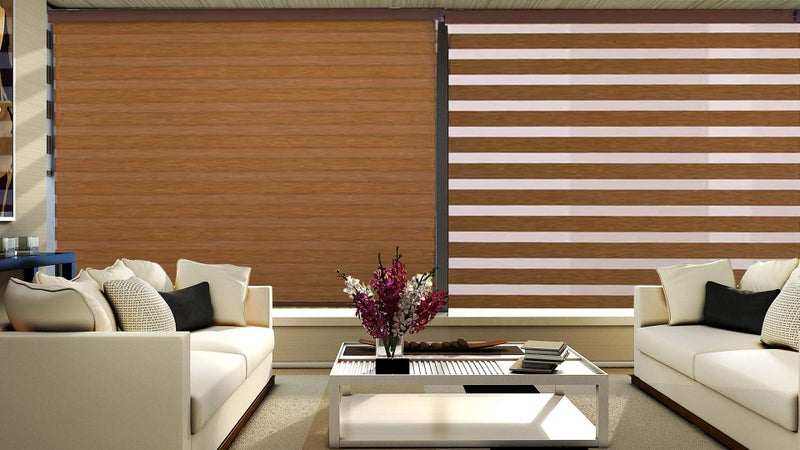 ZEBRA BLINDS Polyresin Curtain, 115 X 130, Brown - Image 1