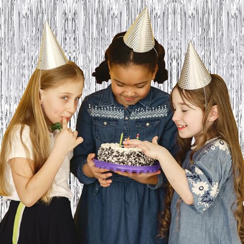 Ohiyoo 10 Pack Silver Backdrop Curtain 3.2ft x 8.2ft Metallic Tinsel Foil Fringe Curtains Photo Booth Background for Birthday Party Decoration Baby Shower Engagement Wedding Christmas Decoration (Silver) - Image 5