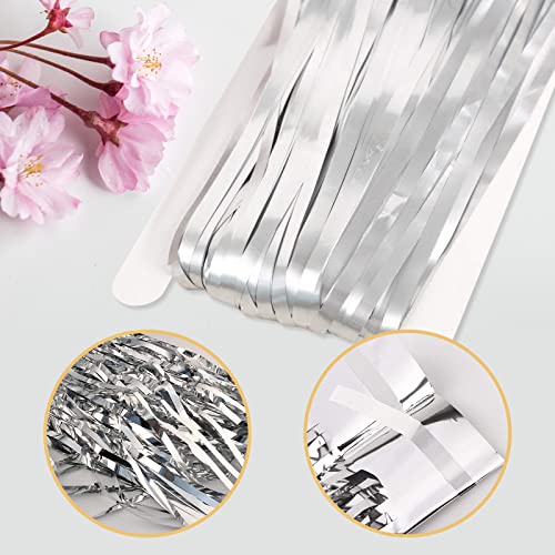 Ohiyoo 10 Pack Silver Backdrop Curtain 3.2ft x 8.2ft Metallic Tinsel Foil Fringe Curtains Photo Booth Background for Birthday Party Decoration Baby Shower Engagement Wedding Christmas Decoration (Silver) - Image 4
