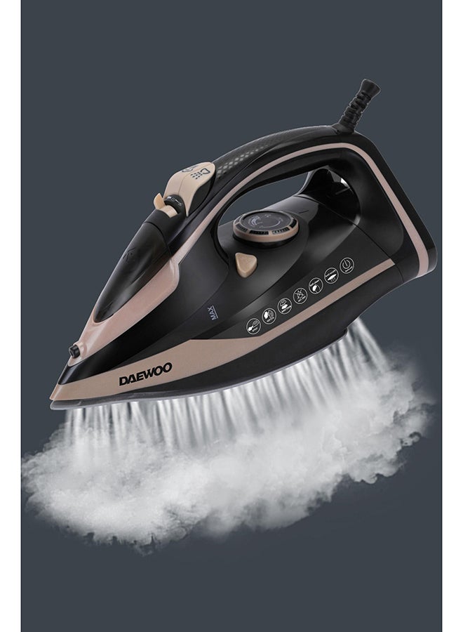 DAEWOO Steam Iron With Steam Burst, Spray Function, Self Cleaning, Anti Drip, Anti Calcium - 2 Years Warranty 1.7 L 2400 W DSI-6291 Black - Image 2
