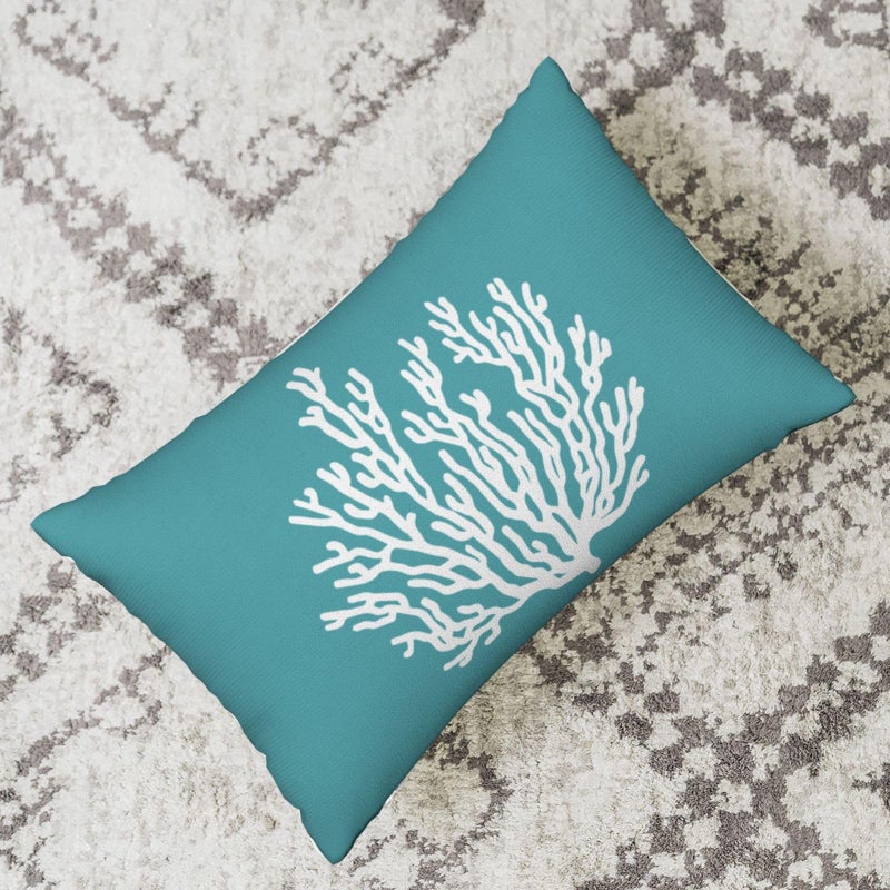 Golianda Coastal Coastal Covers 12x20 مجموعة من 2 أكوا Teal الفيروز النجمة النجمة رمي وسائد الزخارف البحرية المحيطات الكتان الصيفي وسادة الشاطئ في الهواء الطلق Decor - Image 5