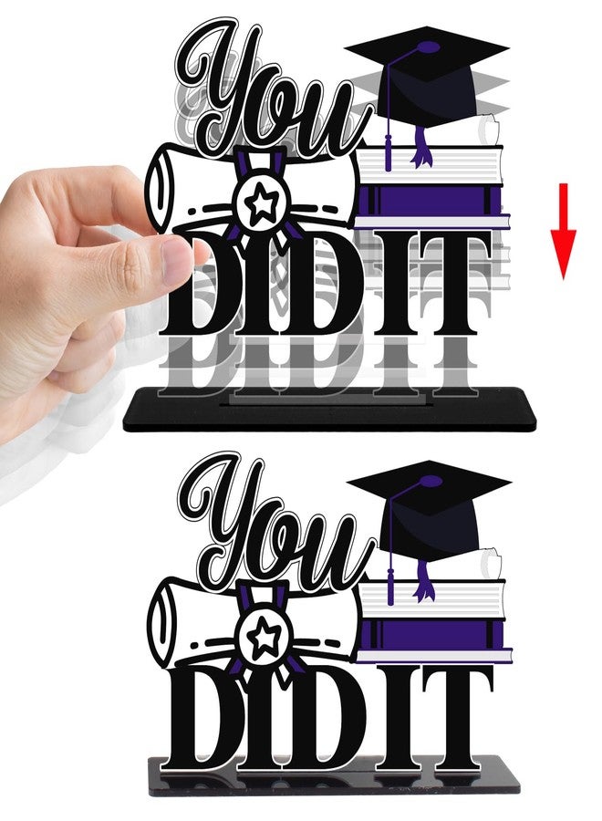 LINGTEER Class of 2026 Graduation Party Decorations - 3Pcs Congrats Grad 2026 School Graduation Acrylic Table Centerpieces Gift Stand Decorations - Purple. - Image 3