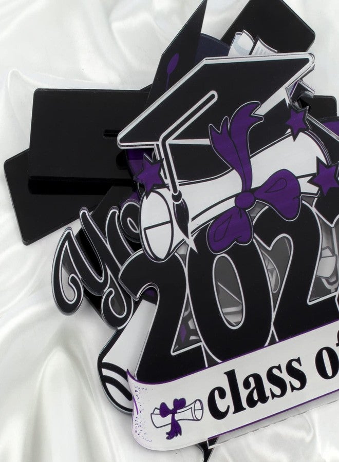 LINGTEER Class of 2026 Graduation Party Decorations - 3Pcs Congrats Grad 2026 School Graduation Acrylic Table Centerpieces Gift Stand Decorations - Purple. - Image 5