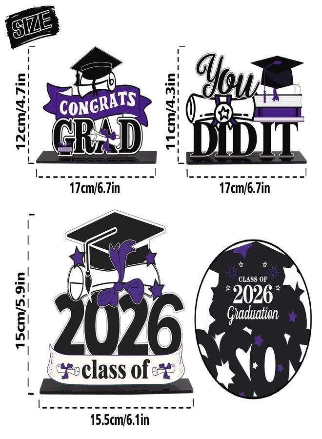 LINGTEER Class of 2026 Graduation Party Decorations - 3Pcs Congrats Grad 2026 School Graduation Acrylic Table Centerpieces Gift Stand Decorations - Purple. - Image 2