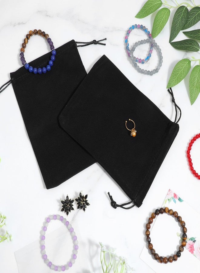 Caeuiciw 50 Pieces Velvet Drawstring Bags, 5 x 7 Inch Black Jewelry Pouches, Soft Velvet Gift Bag, Double Drawstring Cloth Bags for Jewelry Bracelet, Headphone, Bead, Gift, Candy, Gadgets - Image 4