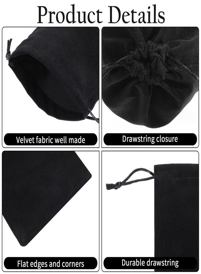 Caeuiciw 50 Pieces Velvet Drawstring Bags, 5 x 7 Inch Black Jewelry Pouches, Soft Velvet Gift Bag, Double Drawstring Cloth Bags for Jewelry Bracelet, Headphone, Bead, Gift, Candy, Gadgets - Image 3