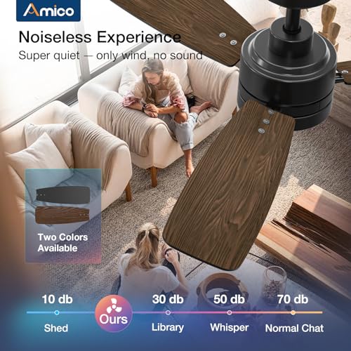 Amico Ceiling Fans with Lights, 44 inch Ceiling fan with Light and Remote Control, Reversible, 3CCT, Dimmable, Noiseless, Small Black Ceiling Fan for Bedroom, Indoor/Outdoor Use - Image 5
