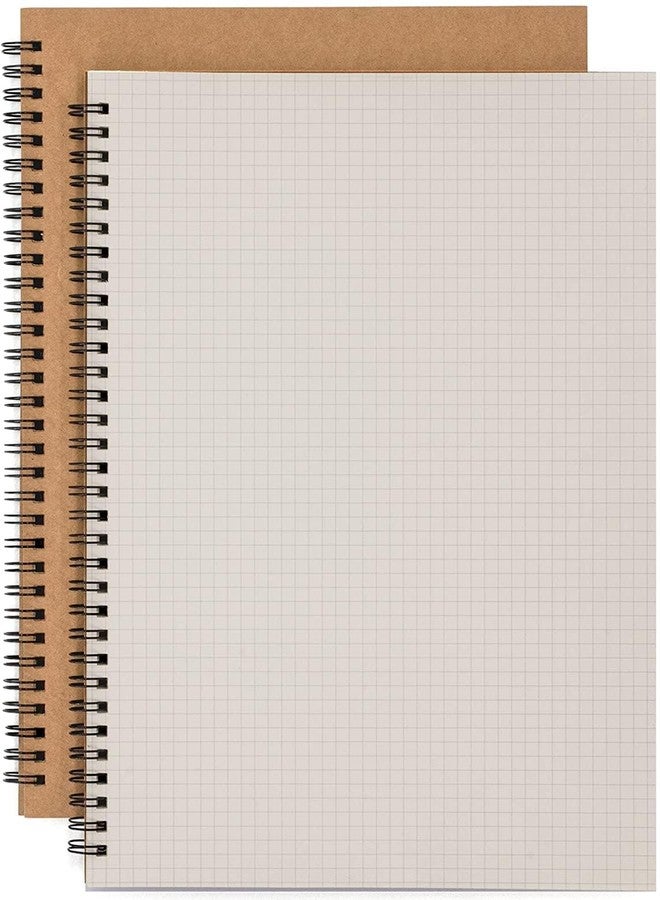 Art Ranger Grid Spiral Notebook, A5 Size (8.5X11 Inches), Kraft Cover 5mm Square Grid/Gridded Pages, Graph Ruled Wirebound Notebooks Pack Of, 160 Pages (80 Sheets) - Image 1