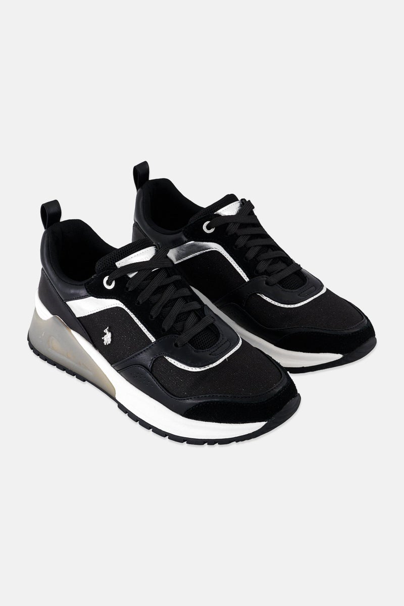 U.S. Polo Assn. Women Lace Up Sneaker Shoes, Black - Image 1