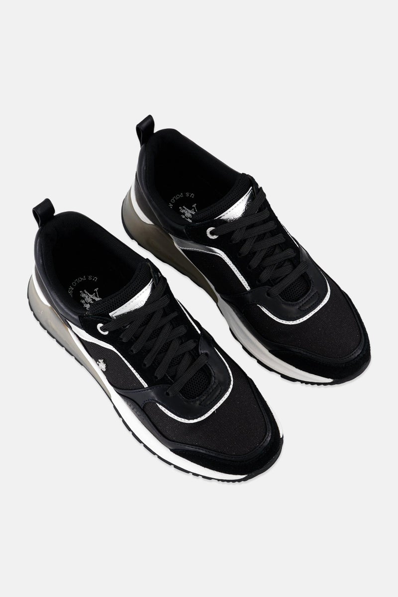 U.S. Polo Assn. Women Lace Up Sneaker Shoes, Black - Image 4