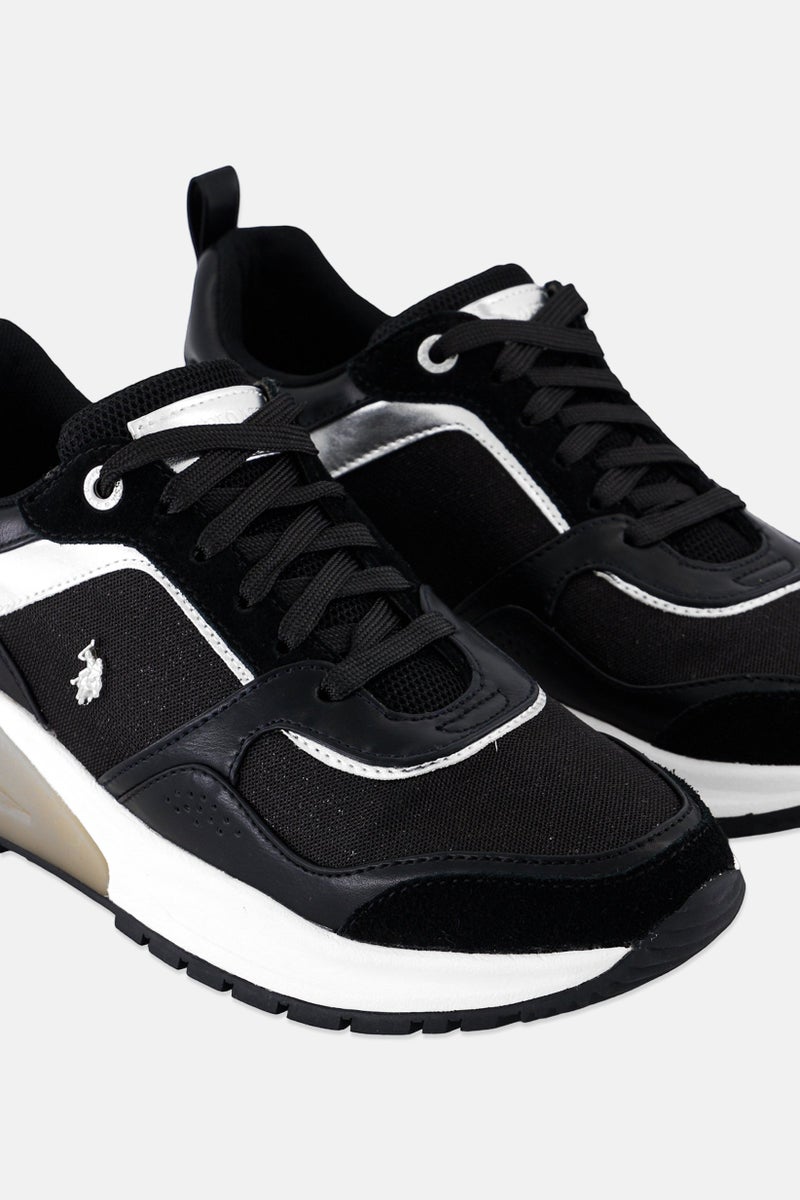 U.S. Polo Assn. Women Lace Up Sneaker Shoes, Black - Image 3