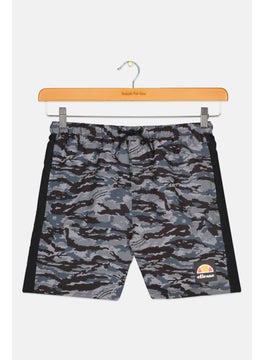Ellesse Kids Boy Camouflage Drawstring Board Shorts, Grey  - Image 1