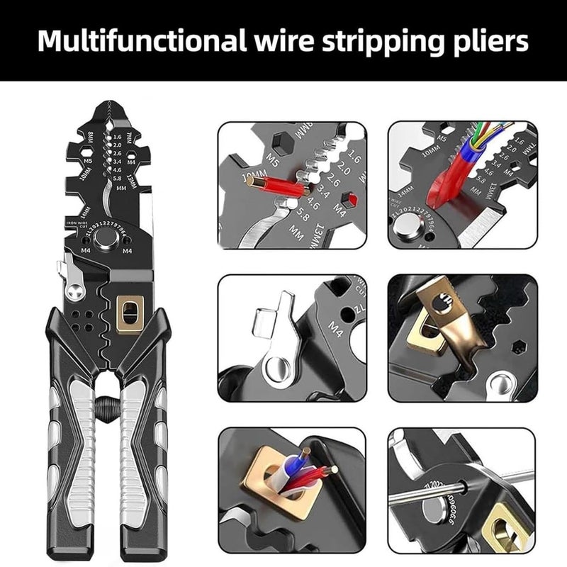 KRYLAR25in1 Multifunctional Wire Stripping Pliers Cable Crimping Cutting Tool Professional Electrician PliersStain Water and Rust Resistant Cable Stripper for Cutting Stripping Shearing - Image 2
