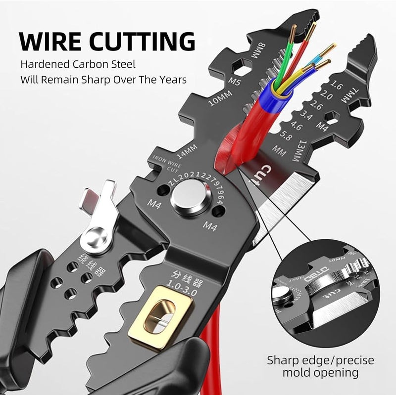 KRYLAR25in1 Multifunctional Wire Stripping Pliers Cable Crimping Cutting Tool Professional Electrician PliersStain Water and Rust Resistant Cable Stripper for Cutting Stripping Shearing - Image 4