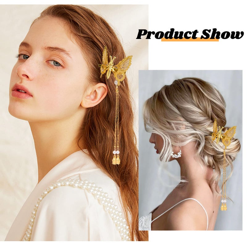 DEEKA 12 PCS 3D Moving Butterfly Hair Clips Metal Gold Moving Wings Butterfly Hair Accessories 90s Hair Clips Barrette for Women and Girls -Gold - Image 3