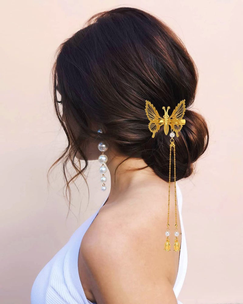 DEEKA 12 PCS 3D Moving Butterfly Hair Clips Metal Gold Moving Wings Butterfly Hair Accessories 90s Hair Clips Barrette for Women and Girls -Gold - Image 5