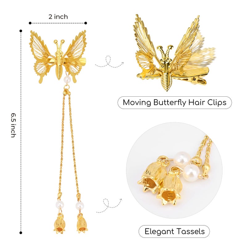 DEEKA 12 PCS 3D Moving Butterfly Hair Clips Metal Gold Moving Wings Butterfly Hair Accessories 90s Hair Clips Barrette for Women and Girls -Gold - Image 2