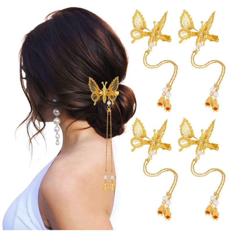 DEEKA 12 PCS 3D Moving Butterfly Hair Clips Metal Gold Moving Wings Butterfly Hair Accessories 90s Hair Clips Barrette for Women and Girls -Gold - Image 1