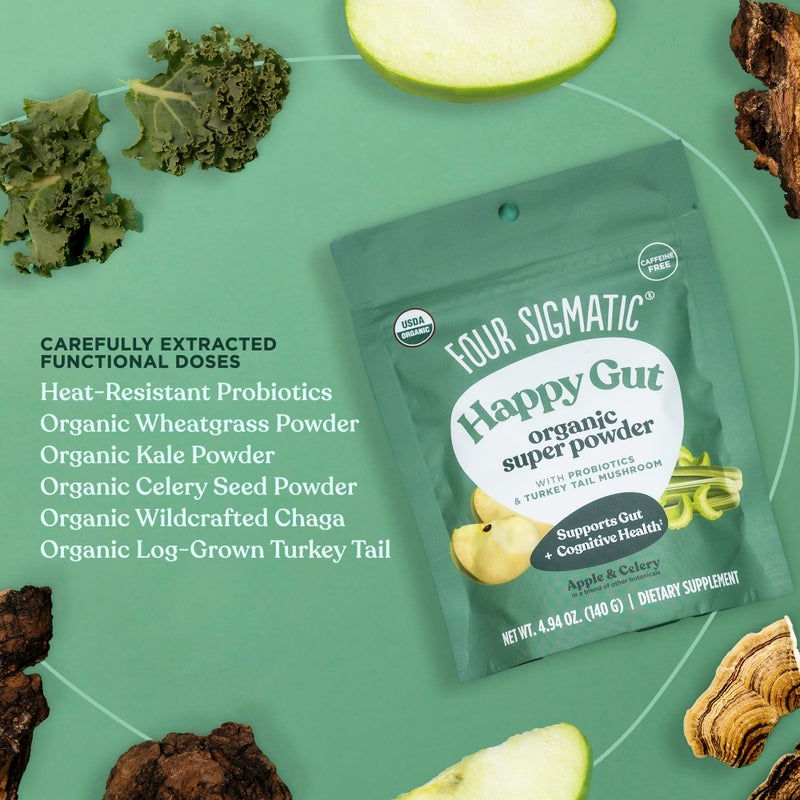 Four Sigmatic Organic Greens Powder | Greens Superfood Powder | Greens with Probiotics & Prebiotics | Organic Super Greens Powder with Organic Moringa Powder, Chaga & Turkey Tail | (4.94 oz.) - Image 4