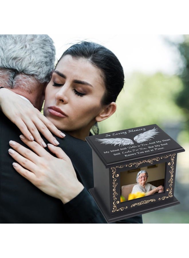 JOYSPARKING Wooden Urn Box for Ashes Cremation Urns for Human Ashes Adult Male or Female, Memorial Keepsake Urns with Photo Frame, Funeral Casket for Men Women, Burial Urn for Adults Up to 200 IBS-Wing - Image 5