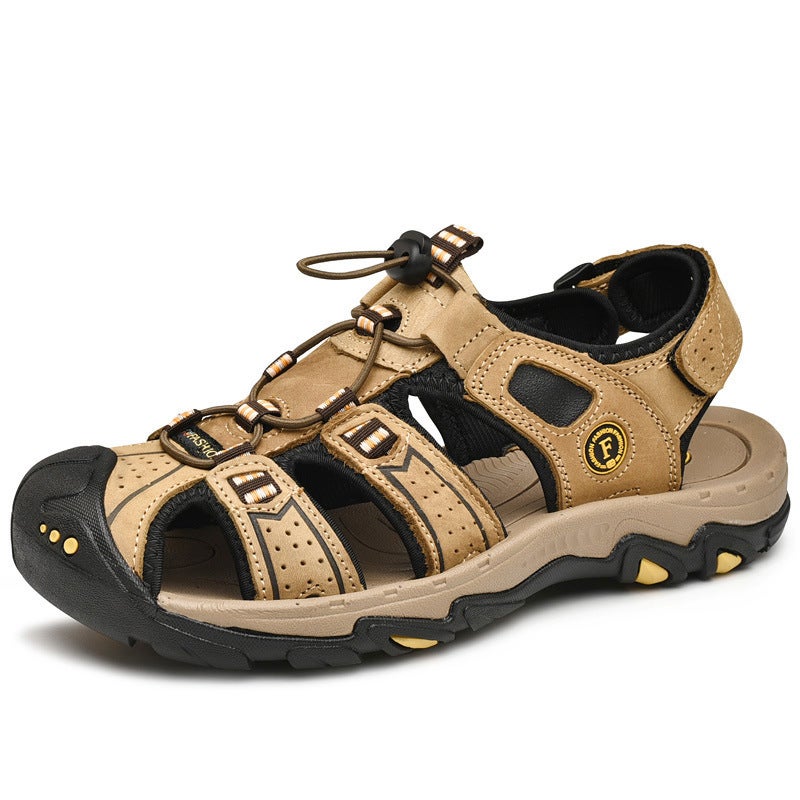 Men'S Leather Sandals Men'S Baotou Breathable Beach Shoes Men'S Outdoor River Tracing Casual Fashion Cowhide Men'S Shoes - Image 5