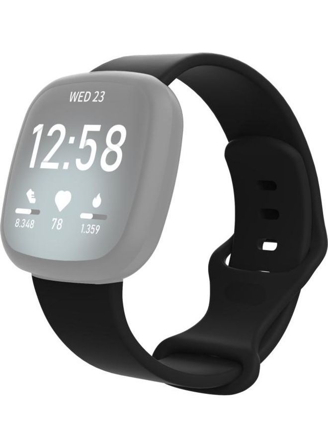 NIBEMINENT Silicone Replacement Strap Watchband For Fitbit Versa 3 / Sense Black - Image 1
