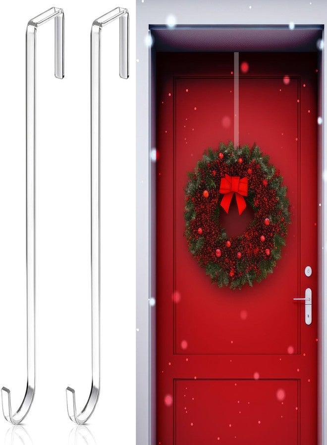 Ripeng 6 Pieces 12 Inch Christmas Plastic Wreath Hanger for Front Door Clear Door Wreath Hooks for Christmas, Halloween, Fall Welcome Sign Decorations Indoor Outdoor Home - Image 1