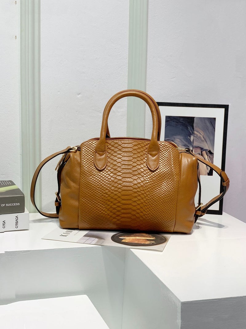 Genuine Leather Women'S Bag, High-End Light Luxury Crocodile Pattern Large-Capacity Bag, Crossbody Bag, Tote Bag, Boston Bag, Handbag - Image 1