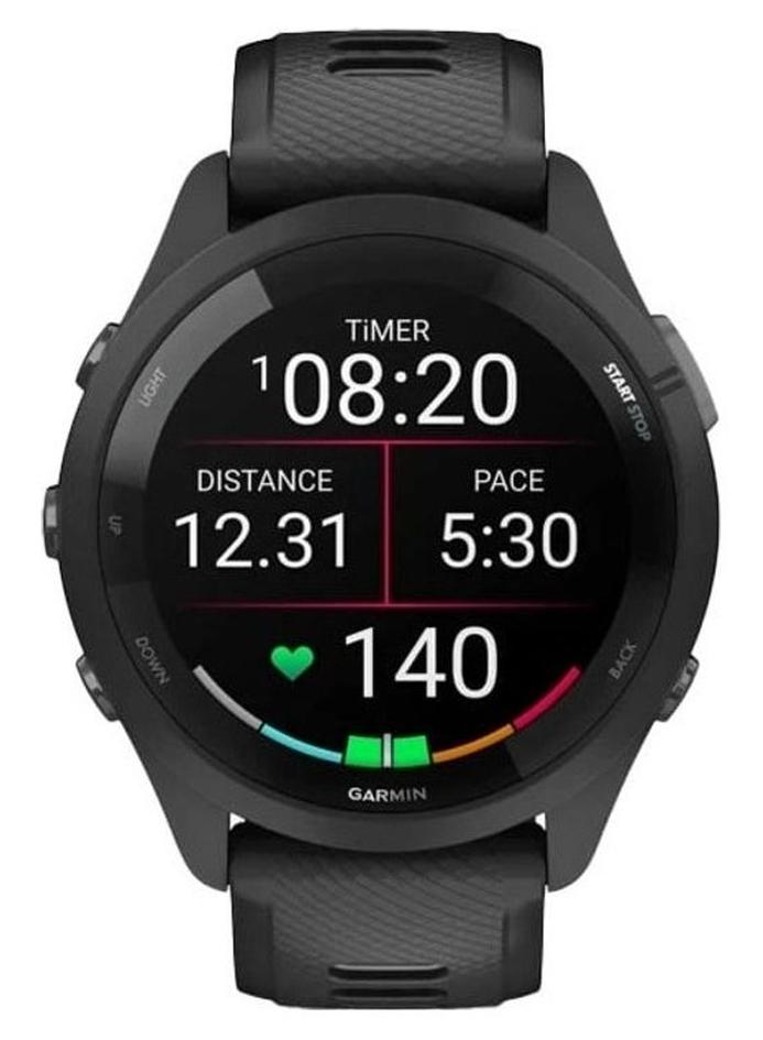 Forerunner 265 - 46MM - Up To 20 Hours Battery Life In GPS Mode - 1.3"inch Amoled Display, Scratch Resistant, Corning® Gorilla® Glass 3, Heart Rate Monitor, Stress Tracking, Save Music On Device, Advanced GPS and Running Features, Advanced Training Metrics and Recovery Insights, iOS and Android Compatible Black