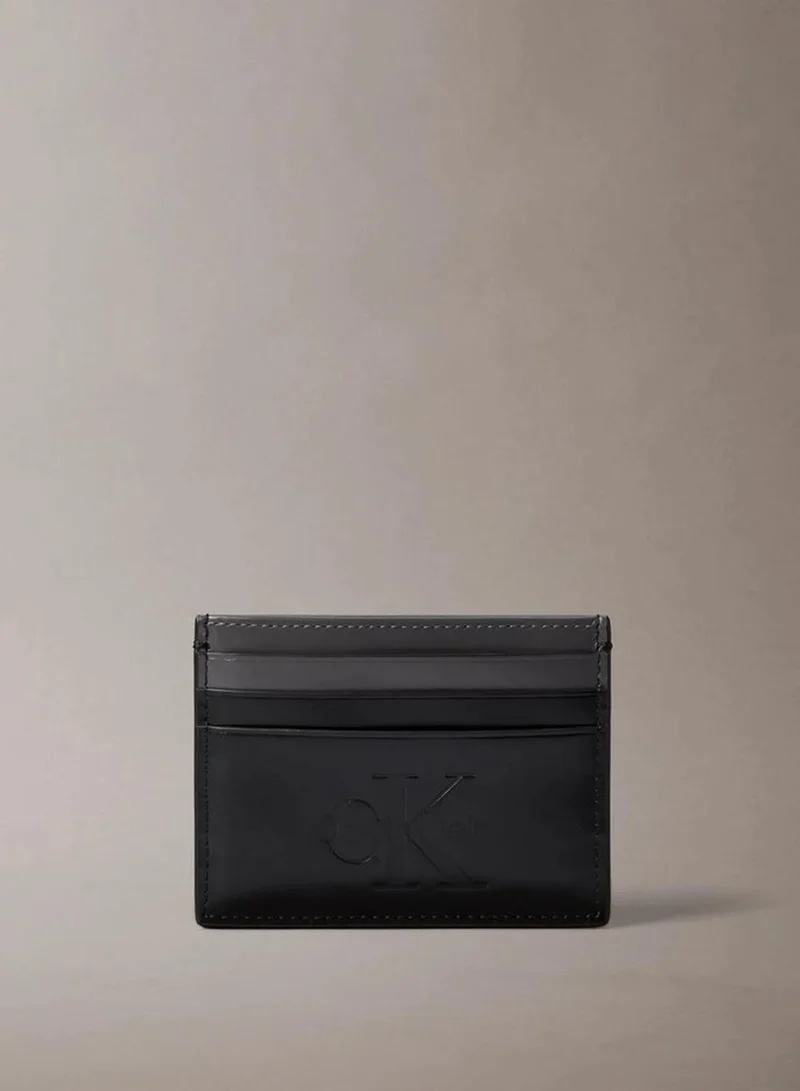 Embossed Logo Napa Leather Card Holder