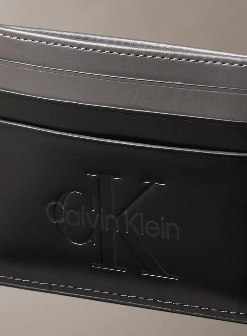 Calvin Klein Black Embossed Logo Napa Leather Card Holder for Men | Best Price UAE