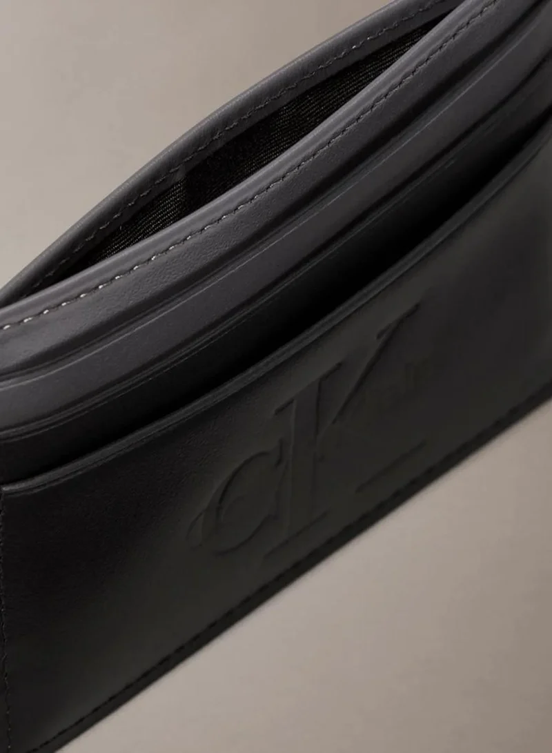 Calvin Klein Black Embossed Logo Napa Leather Card Holder for Men | Best Price UAE