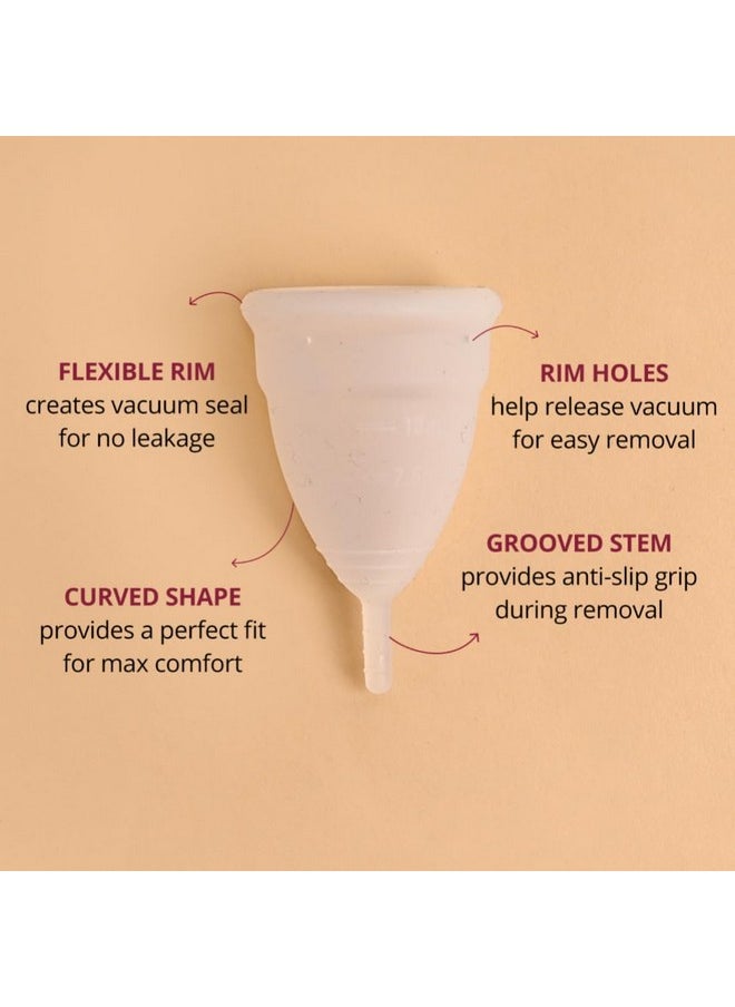 CARMESI - Carmesi Menstrual Cup for Women | Medium Size - With Free Pouch | Rash-Free, Itch-Free, Odour-Free | 8-10 Hours of Leaks-Free Comfort | 100% Biocompatible Medical-Grade Silicone Cups - Image 1