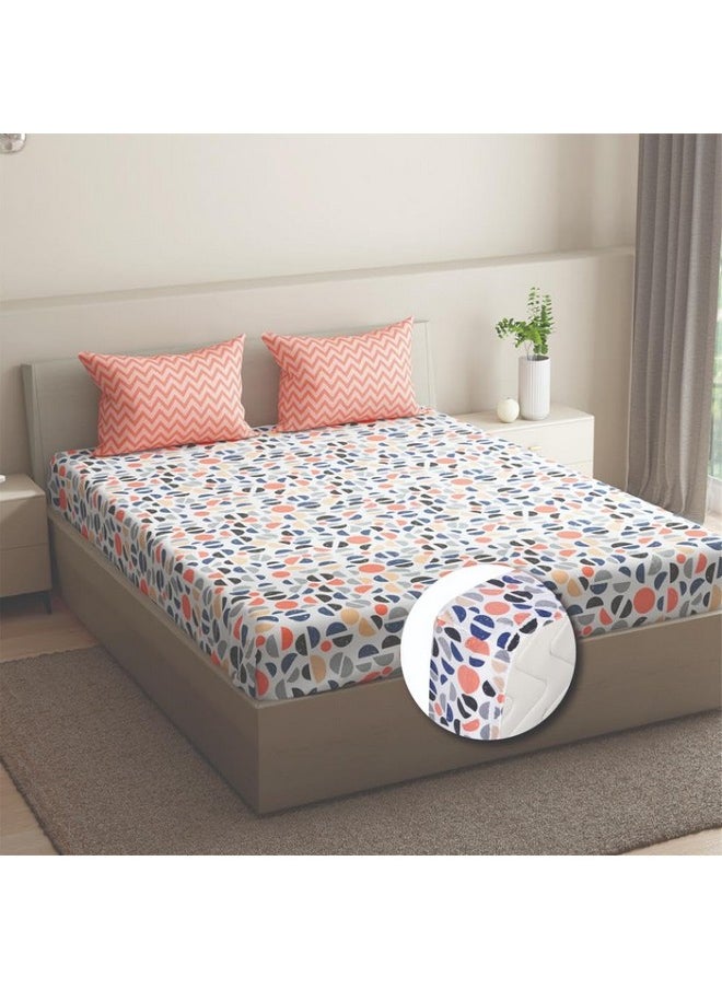 Wakefit - Wakefit Bedsheet for King Size, Bedsheet for Double Bed King Size, Elastic Bedsheets for King Size Bed, 144 TC 100% Cotton with 2 Pillow Covers (Elastic Fitted Sheet 78x72 : Bekky) - Image 1