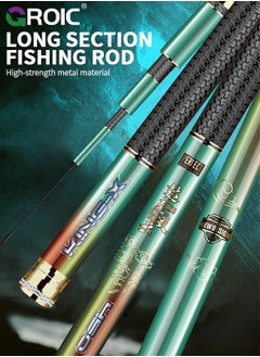 GROIC 2.7M Telescopic Fishing Rod, Telescopic Tenkara Fishing Rod, Ultralight Travel Fishing Rod, Portable Collapsible Bass Crappie Rod, Carbon Fiber Inshore Stream Trout Pole, Beginner Tenkara Rod Kit  - Image 2