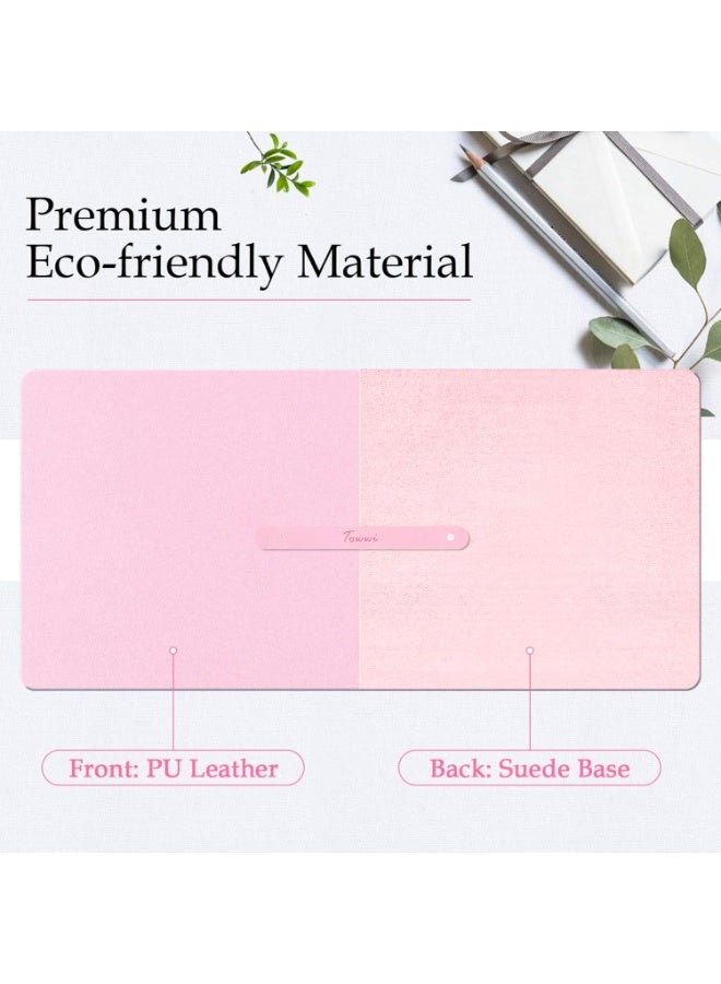 Towwi Desk Pad 80×40cm Waterproof Leather Desk Mat – Large Smooth Surface Mouse & Keyboard Pad (Light Pink) - Image 4