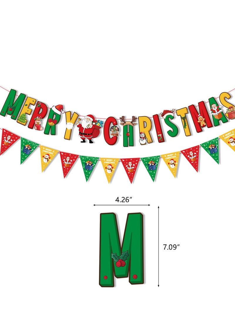 Christmas Santa Claus snowman flag cake with label and balloons party set - Image 4