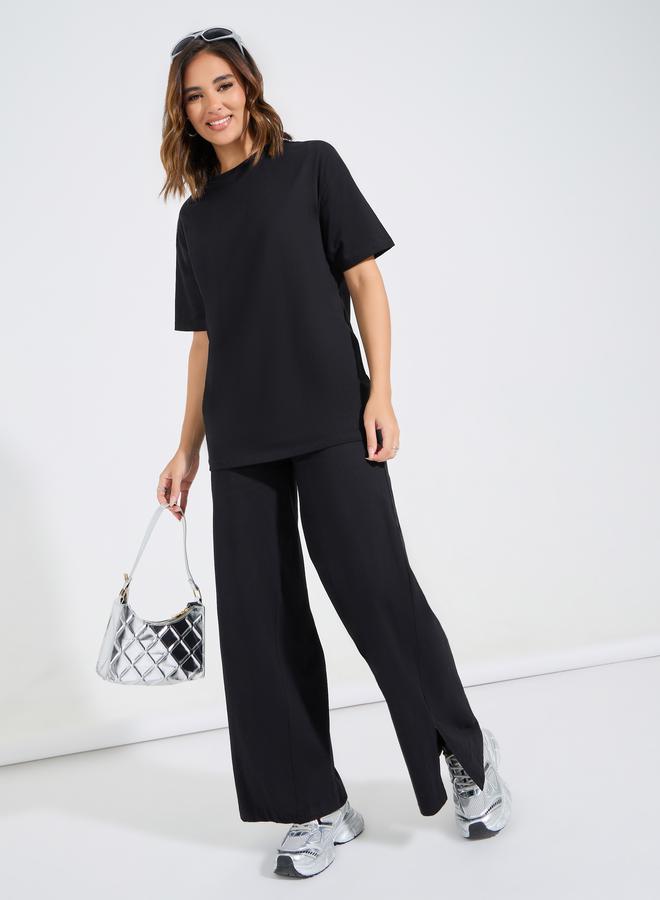 Styli Longline Oversized T-Shirt & Wide Leg Joggers Co-Ords  - Image 2